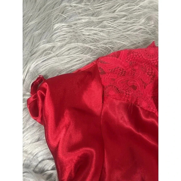 Victoria’s Secret Gold Label Size Small Red Satin Long Slip Dress Sleepwear - Picture 9 of 11